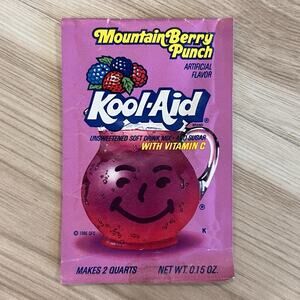 Vintage 1986 Kool-Aid Mountain Berry Punch Flavor Packet NOS Rare